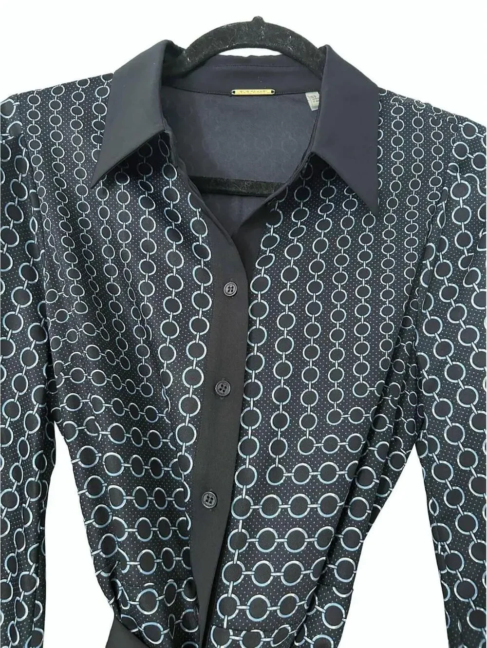 Eli Tahari Blue Women’s Dress Size S Chain Graphic - Picture 2 of 3